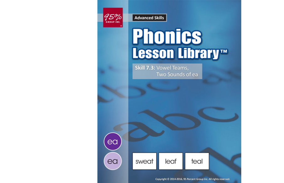 Book cover titled Phonics Lesson Library Skill 7.3: Vowel Teams, Two Sounds of ea.