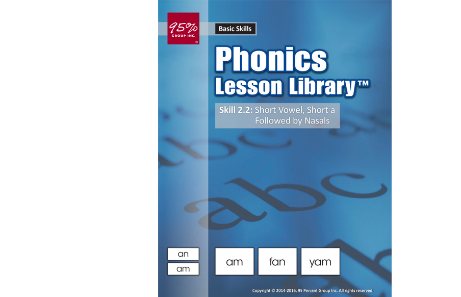 Book cover titled Phonics Lesson Library Skill 2.2: Short Vowel, Short a Followed by Nasals.