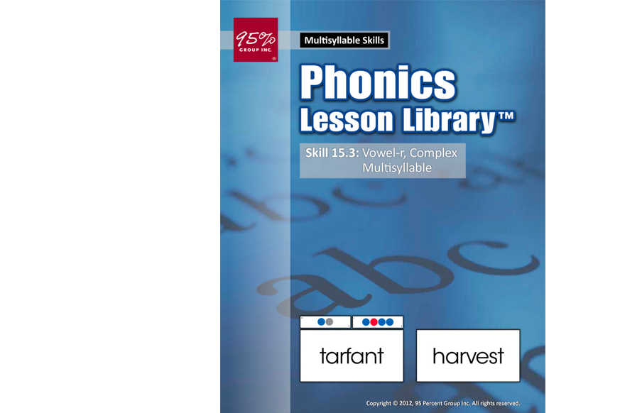 Book cover titled Phonics Lesson Library Skill 15.3: Vowel-r, Complex Multisyllable.