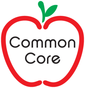 Common Core logo of text in an apple shape.