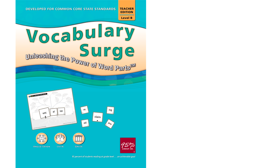 Book cover titled Vocabulary Surge Unleashing the Power of Word Parts.