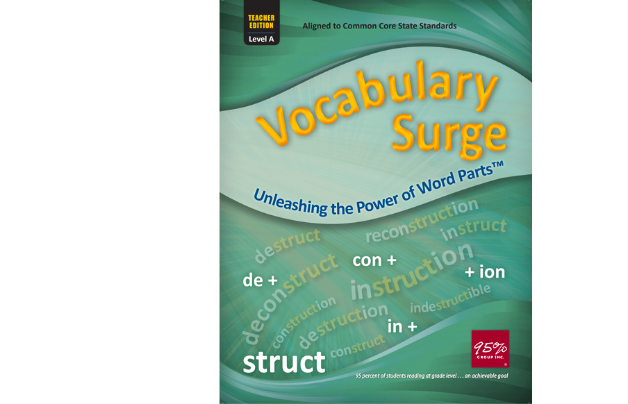 Book cover titled Vocabulary Surge Unleashing the Power of Word Parts.