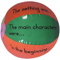 Photo of a beach ball used for a reading comprehension game.