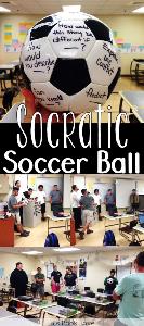Photo collage titled Socratic Soccer Ball.