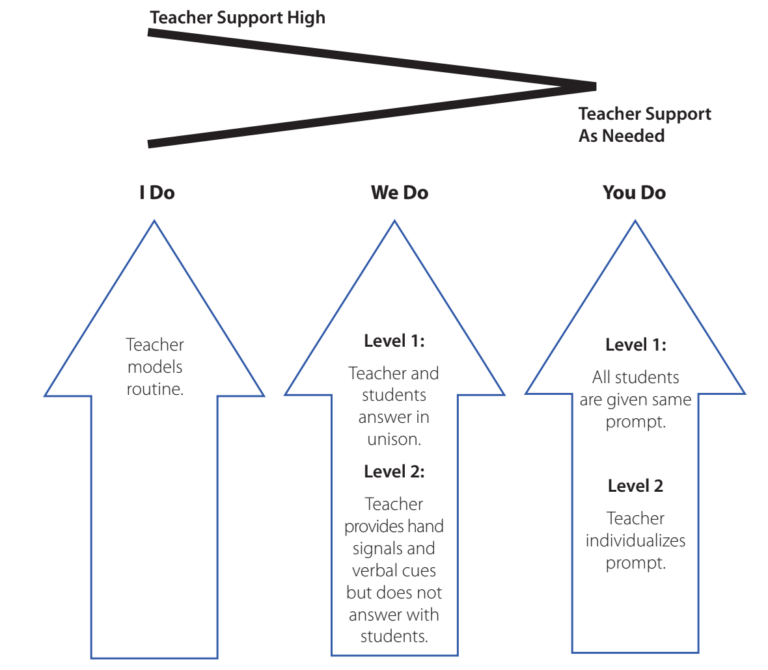 Chart displaying I Do, We Do, You Do for levels of teacher support.